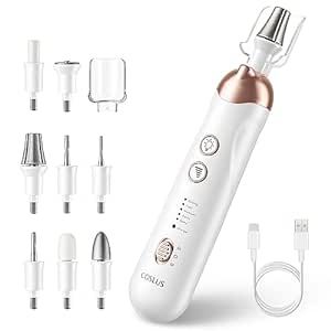 Professional Manicure Pedicure Grinder Kit: COSLUS 8 in 1 Foot Nail Grinder Electric Nail File Set, 5 Speed Nail Drill for Thick Nail Toenail Cuticle, LED Hand Trimmer Buffer for Women Men Baby Pets