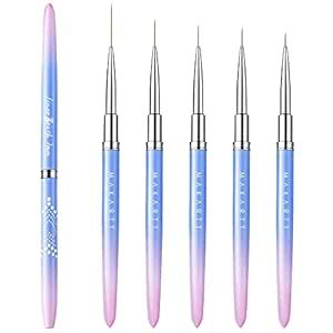 Makartt Nail Art Brushes,Liner for Nails, 5pcs, 7/9/11/15/25mm, Easy Hold, Thin Nail Art Design Brush Detail Brush for Gel Polish Nail Paintings Different Lines 3D Nail Pattern French Tips Nail Tool