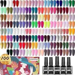 JODSONE 100 PCS Gel Nail Polish Kit No Wipe Soak off Base Coat and Matte Glossy Top Coat Gel Polish Collections Gifts for Manicure Lovers