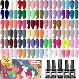 JODSONE Gel Nail Polish kit 60 PCS with 5 Bottles of Base and Glossy Matte Top Coat Soak off Gel Nail Set Suitable for All Seasons Gel Polish Gifts