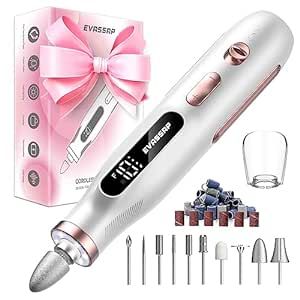 Electric Nail Drill, Electric Nail File for Acrylic Gel Dip Powder Nails,Professional Manicure and Pedicure Kit,10 Speeds Nail Care Set for Grinder Sander Trimmer Buffer(White)